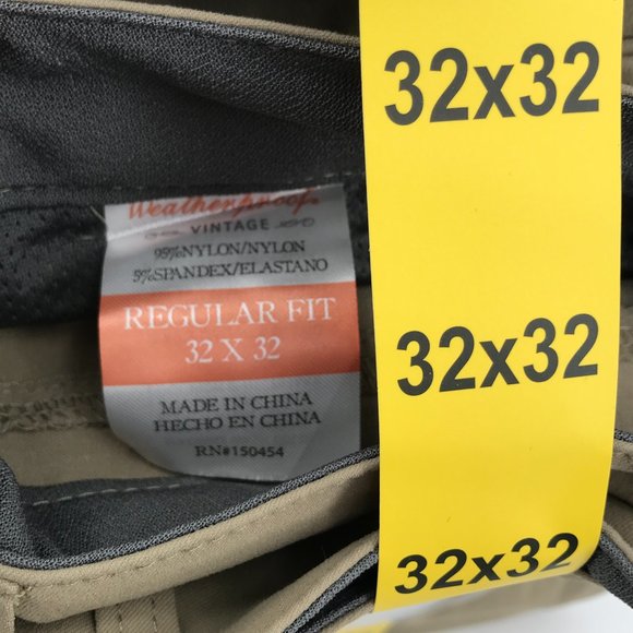Weatherproof Vintage Mens Pants 32x32 Brown Khaki Regular Fit Flex Tech Packable - Picture 10 of 12